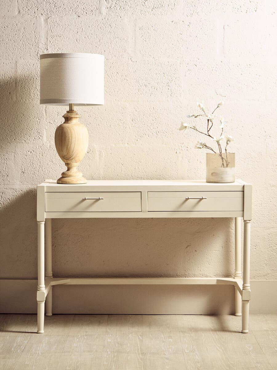 Heritage Ivory Desk with Dual Drawers – Workspace Desk with Carved Legs