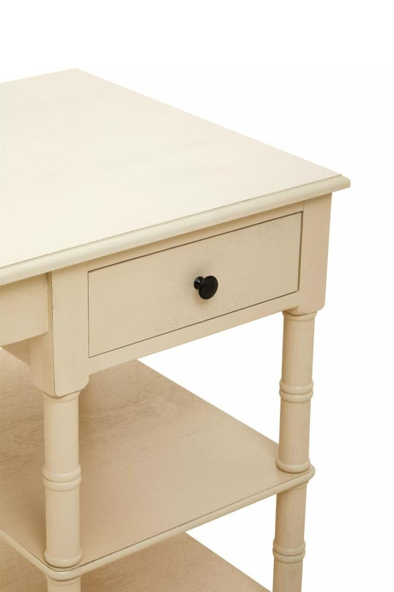 Heritage Ivory Desk with Drawer and Open Shelving – Inspired Workspace Desk with Spindle Legs