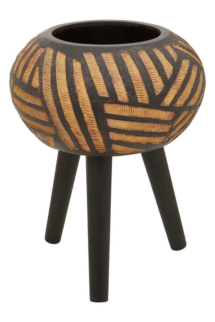 Darnell Natural And Black Tapered Planter
