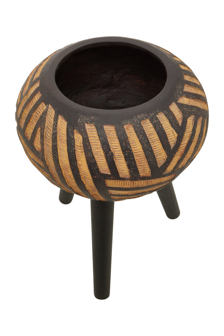 Darnell Natural And Black Tapered Planter
