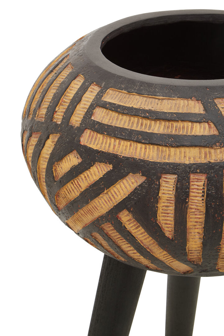 Darnell Natural And Black Tapered Planter