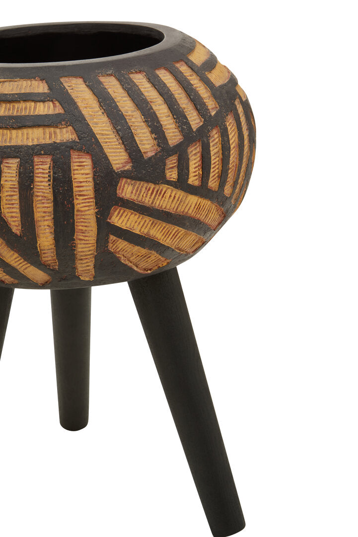 Darnell Natural And Black Tapered Planter