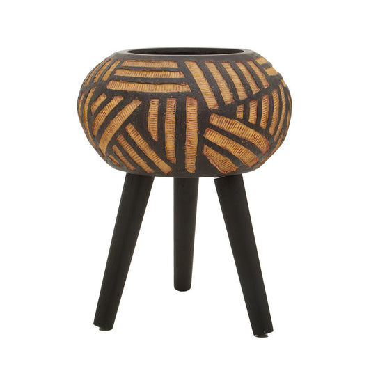 Darnell Natural And Black Tapered Planter