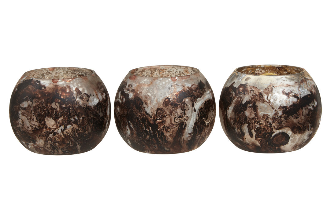Garan Set Of 3 Brown Tealight Holders