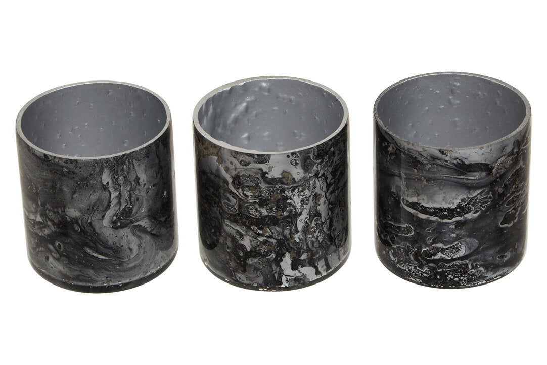 Garan Set Of 3 Grey Tealight Holders