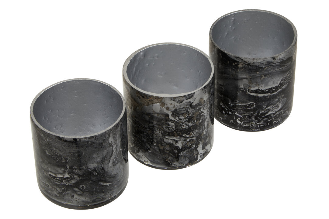 Garan Set Of 3 Grey Tealight Holders