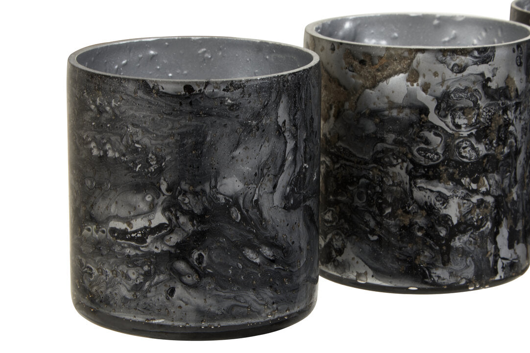 Garan Set Of 3 Grey Tealight Holders