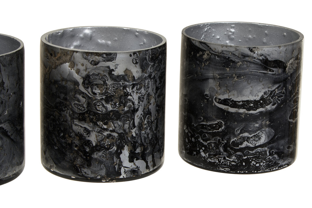 Garan Set Of 3 Grey Tealight Holders