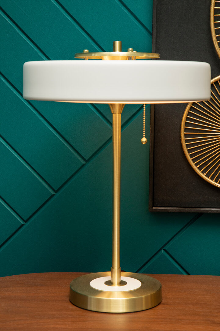 Rogano White Shade With Gold finish Frame Table Lamp