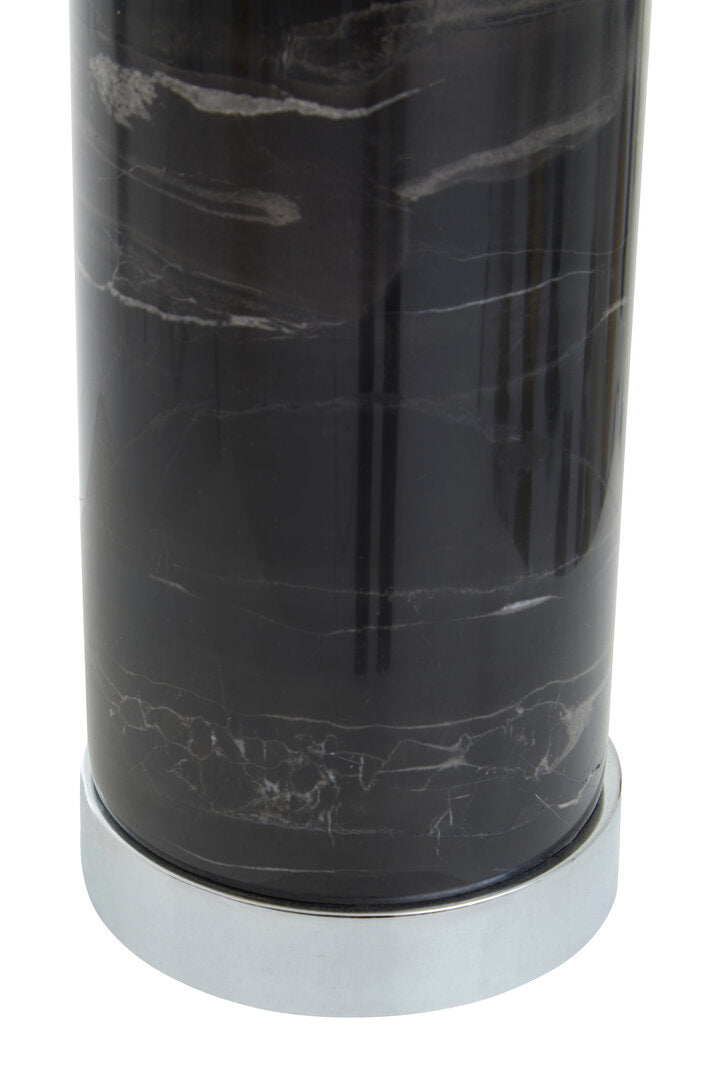 Ebony Black Marble Table Lamp Chrome Base