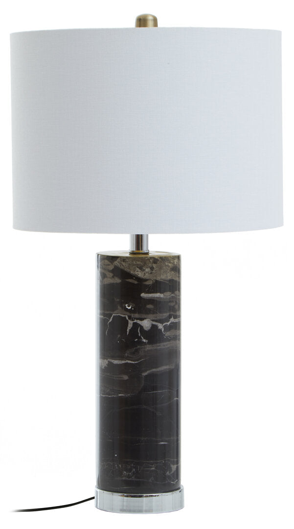 Ebony Black Marble Table Lamp Chrome Base