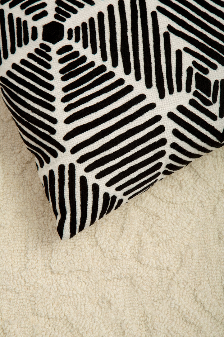 Bosie Ozella Black And White Square Embroidered Cushion