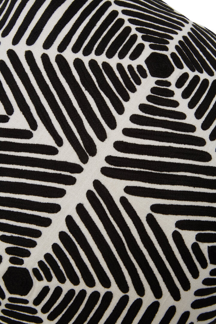 Bosie Ozella Black And White Square Embroidered Cushion
