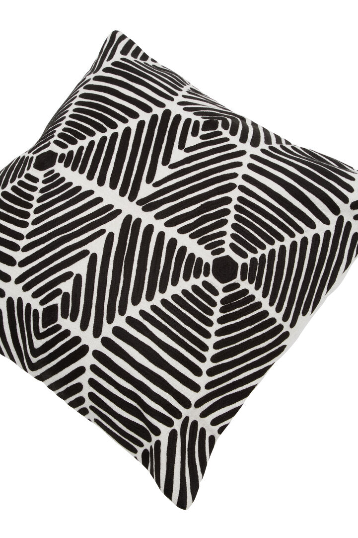 Bosie Ozella Black And White Square Embroidered Cushion