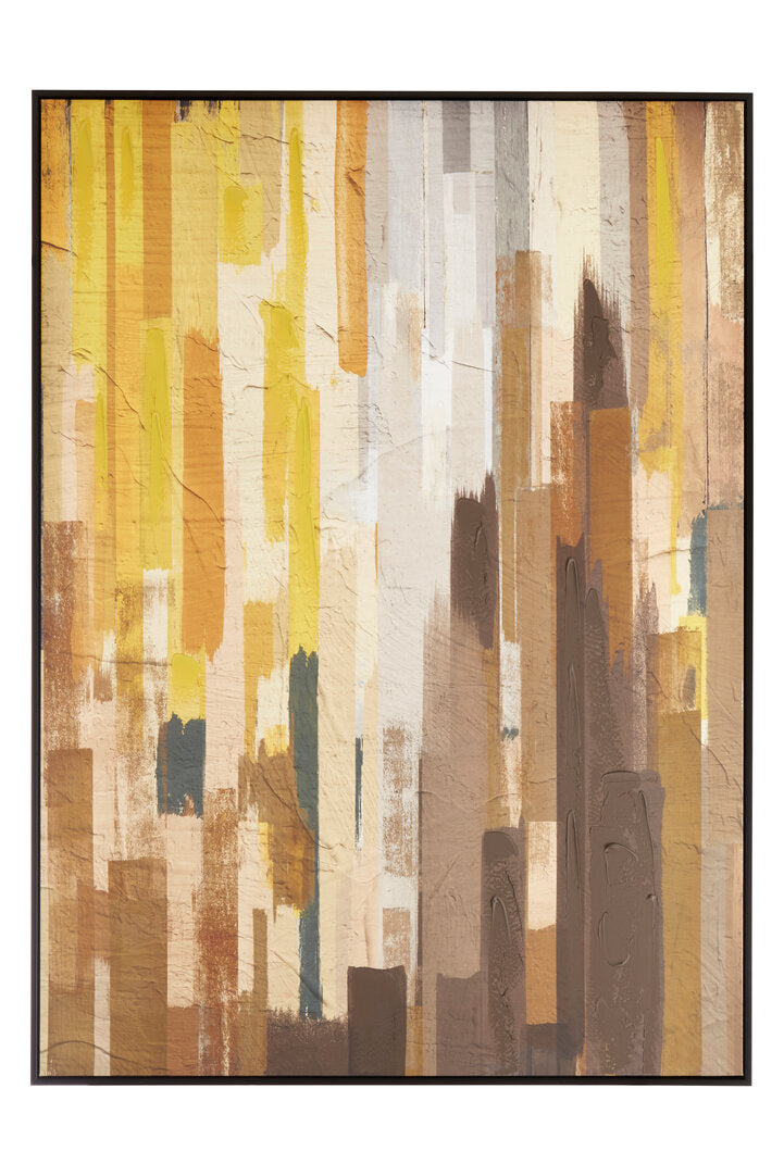 Astratto Ochre Abstract Canvas Wall Art – Textured Workspace Statement Piece with Warm Tones