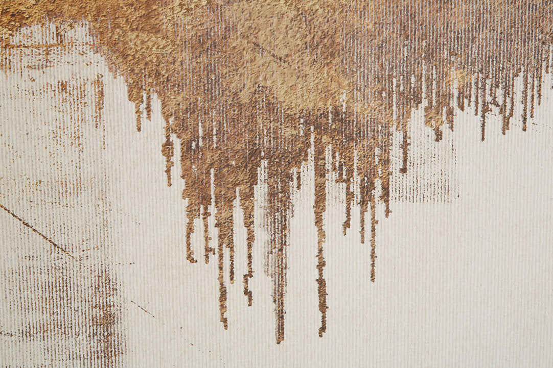 Abstract Wall Art with Gold Foil – Contemporary Workspace Statement Piece with Textured Finish