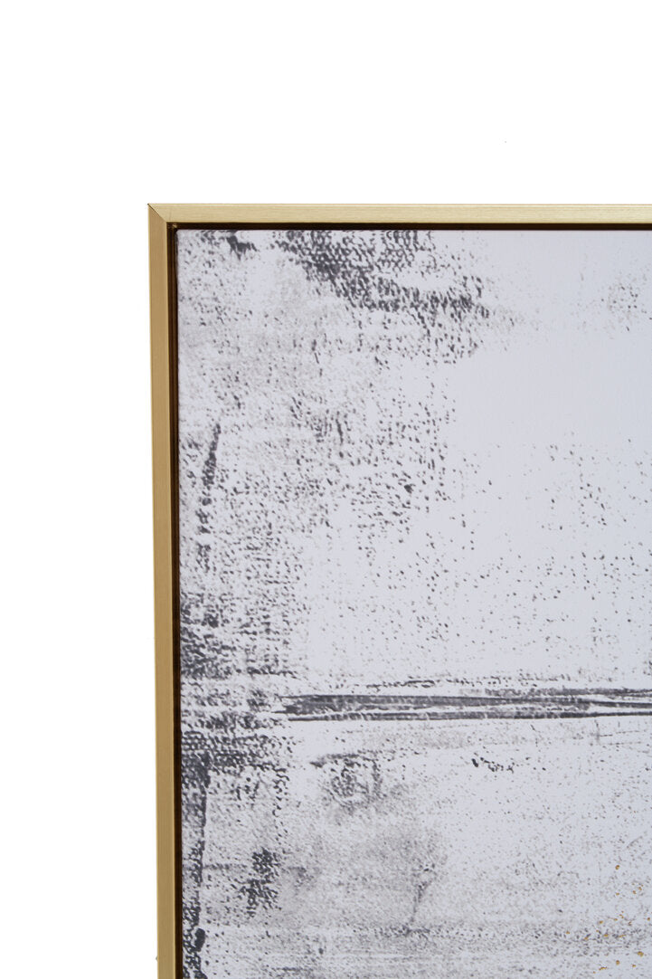 Grey Abstract Wall Art with Gold Foil – Vertical Workspace Statement Piece with Textured Finish