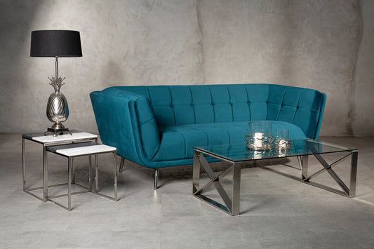 Sabine 3 Seat Green Fabric Sofa