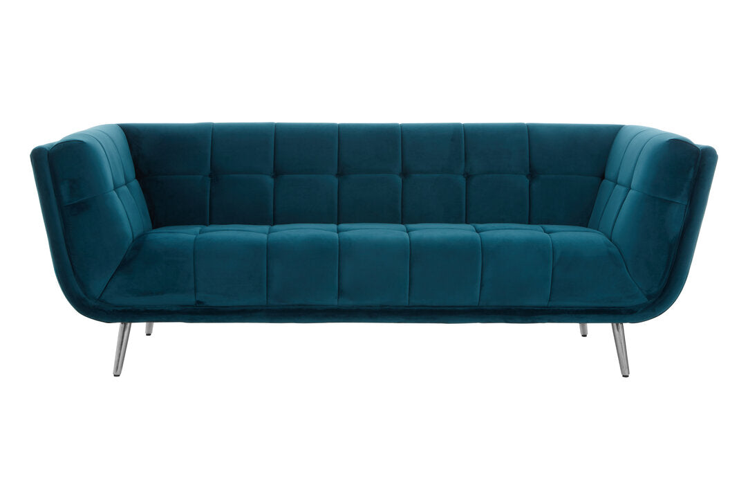 Sabine 3 Seat Green Fabric Sofa