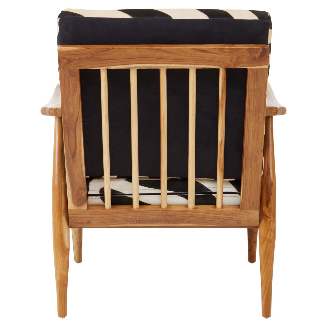 Kendari Leather Zebra Pattern And Teak Chair