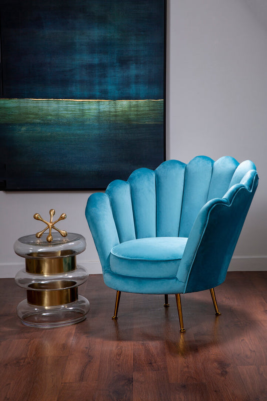 Ovala Blue Scalloped Chair