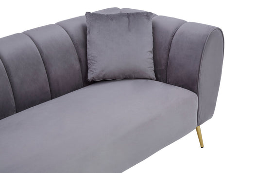 Florine Three Seater Grey Velvet Sofa