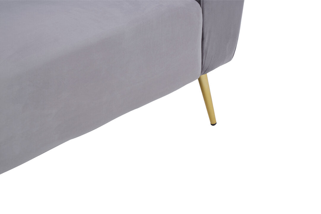 Florine Three Seater Grey Velvet Sofa