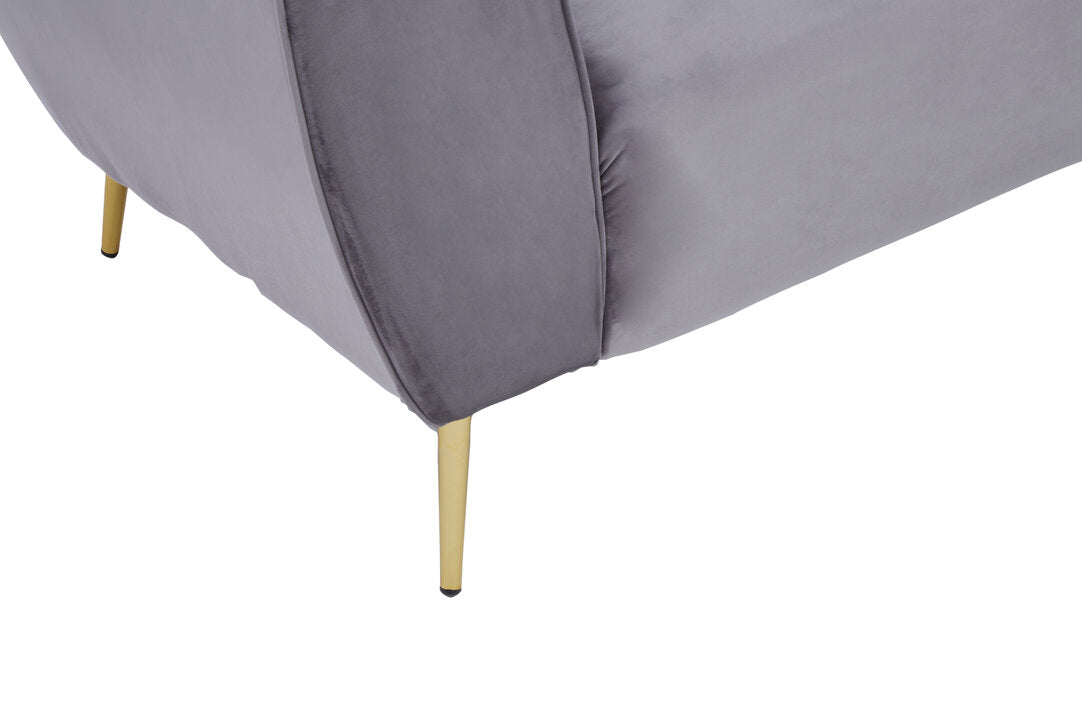 Florine Three Seater Grey Velvet Sofa
