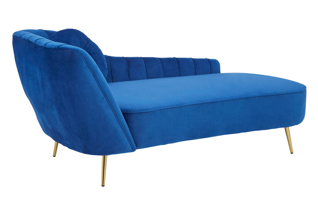 Felizia Midnight Blue Velvet Left Arm Chaise Lounge