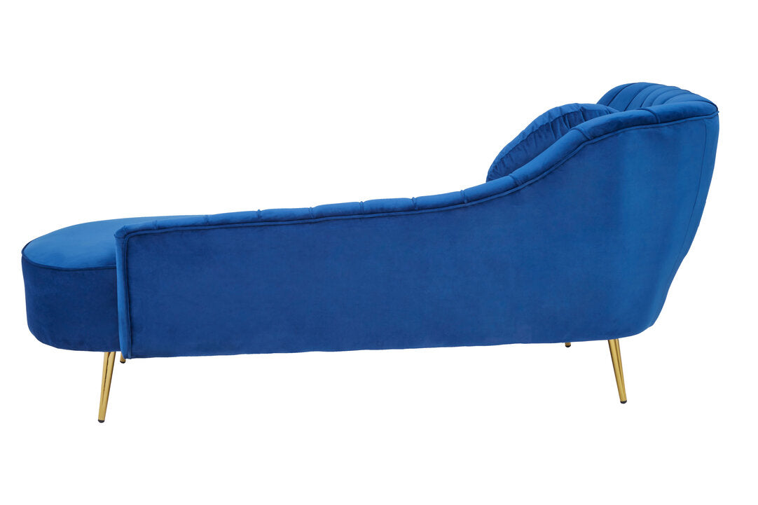 Felizia Midnight Blue Velvet Left Arm Chaise Lounge