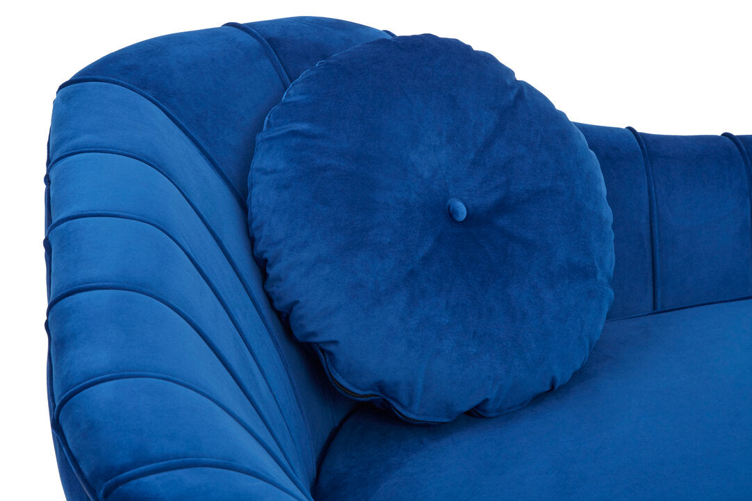 Felizia Midnight Blue Velvet Left Arm Chaise Lounge