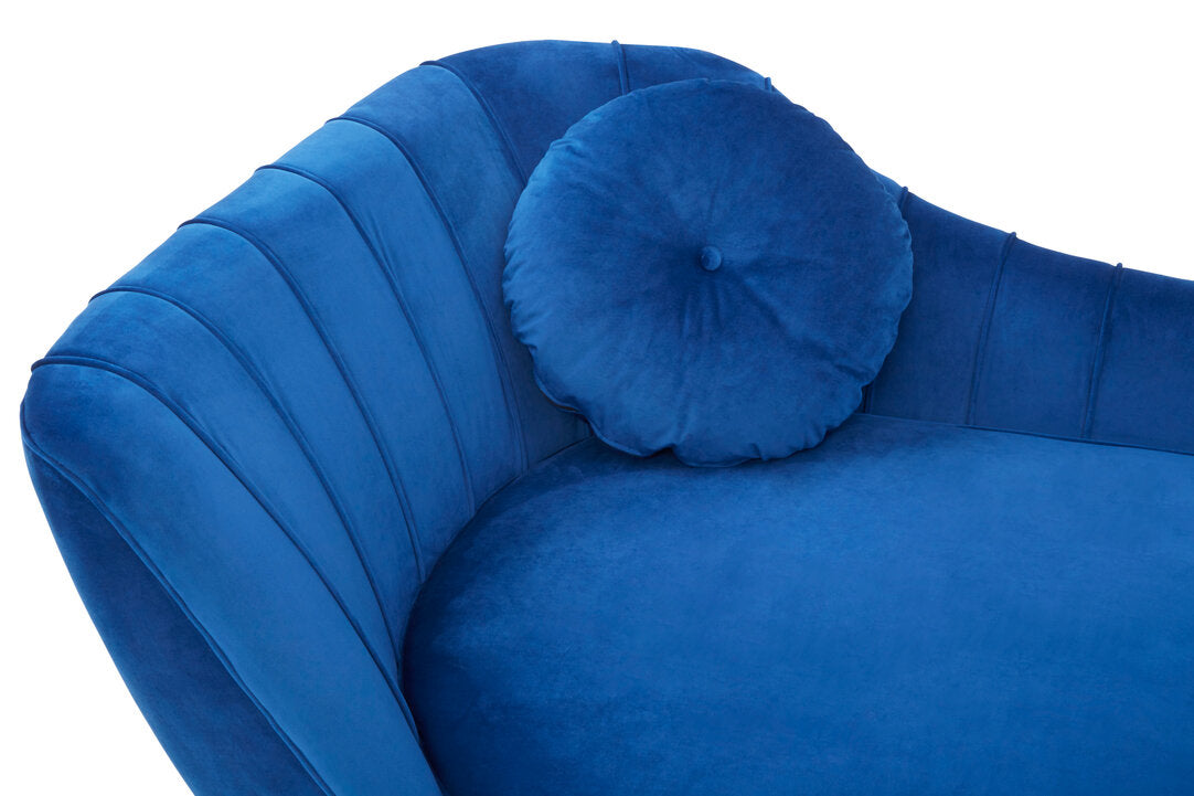 Felizia Midnight Blue Velvet Left Arm Chaise Lounge