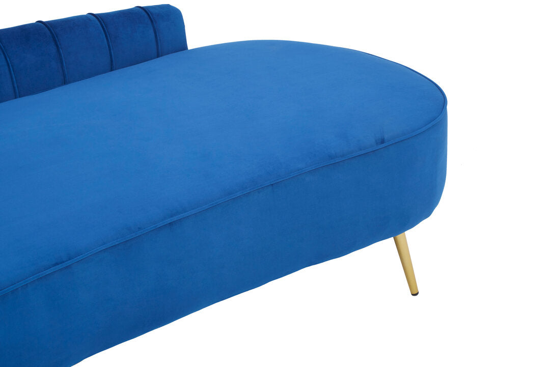 Felizia Midnight Blue Velvet Left Arm Chaise Lounge