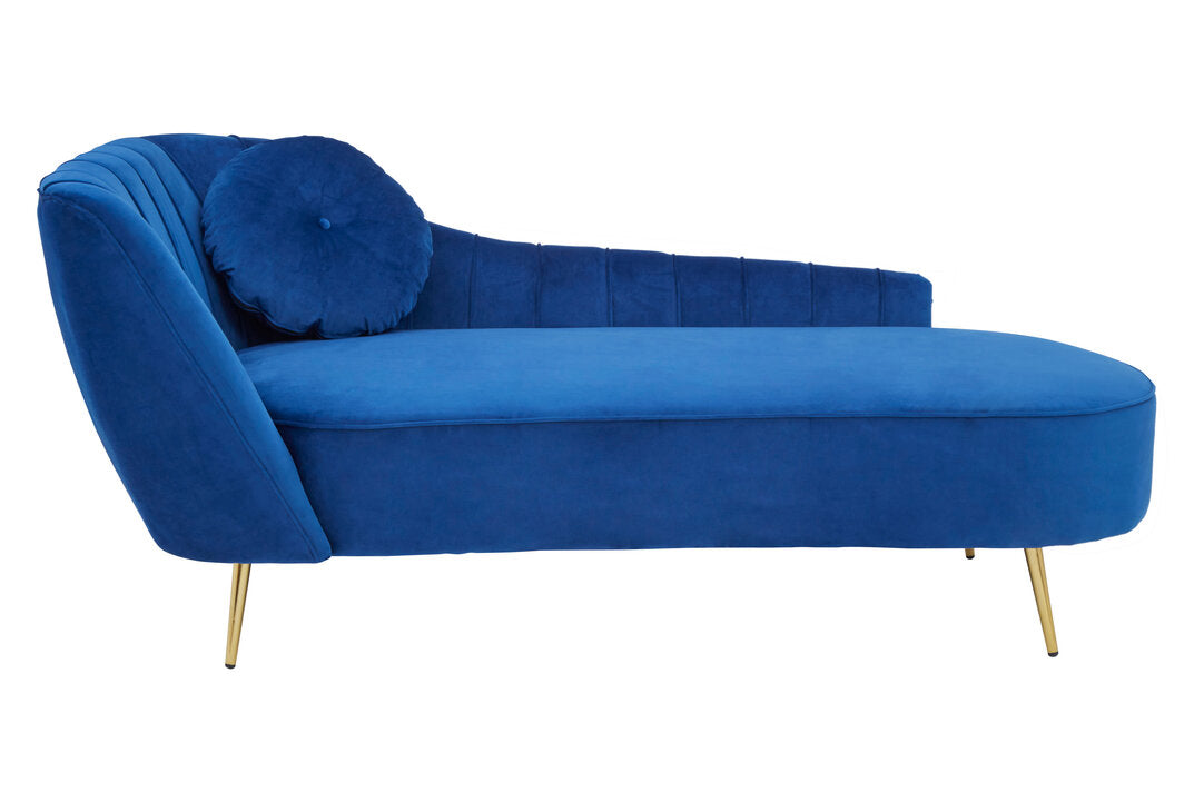 Felizia Midnight Blue Velvet Left Arm Chaise Lounge