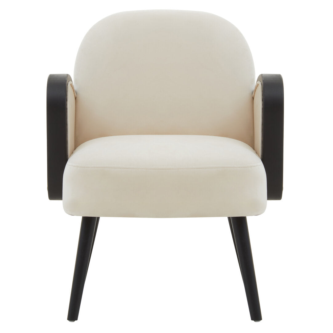 Hala Cream Velvet and Rattan Armchair