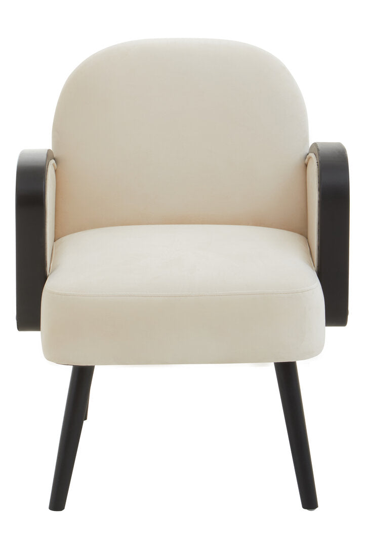 Hala Cream Velvet and Rattan Armchair
