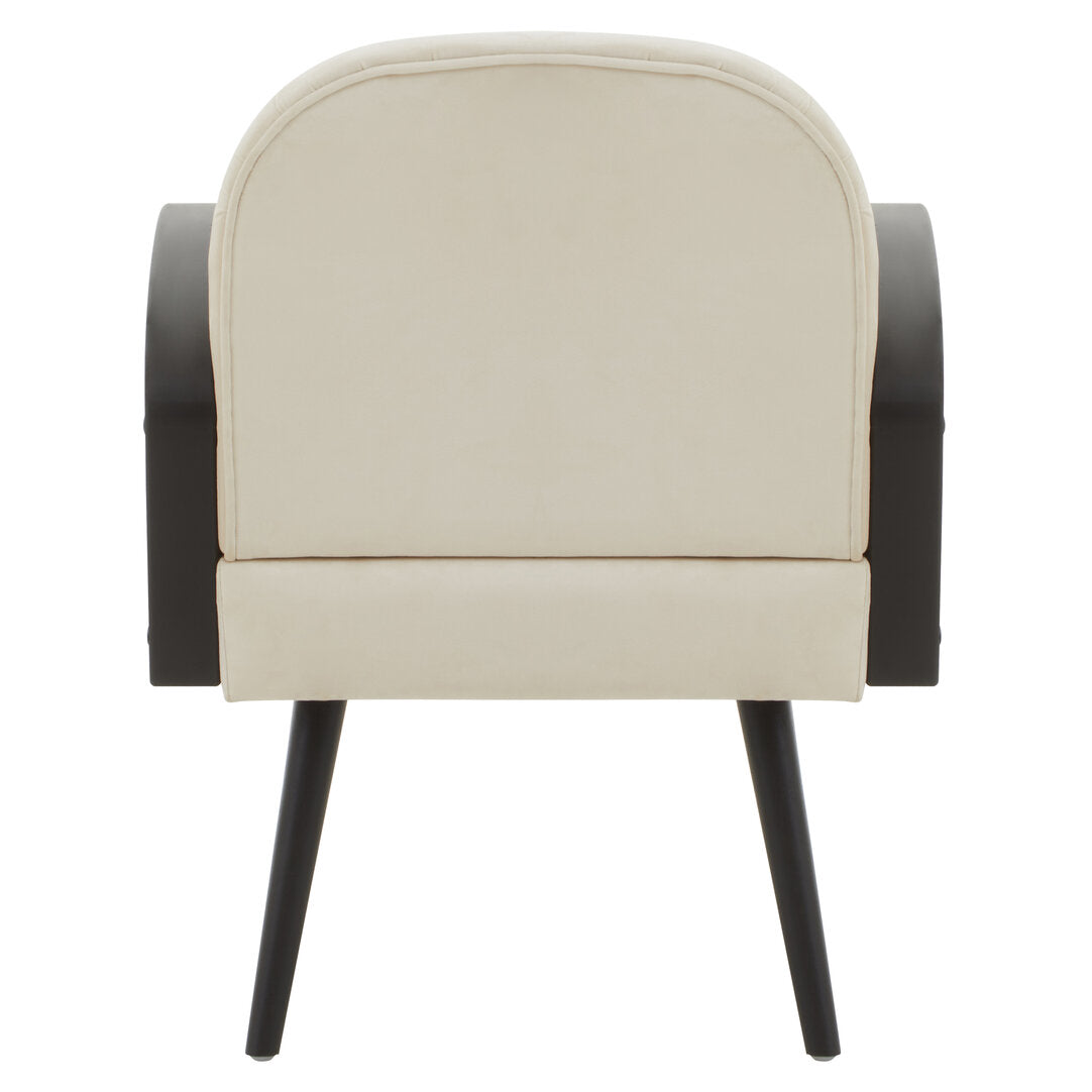 Hala Cream Velvet and Rattan Armchair