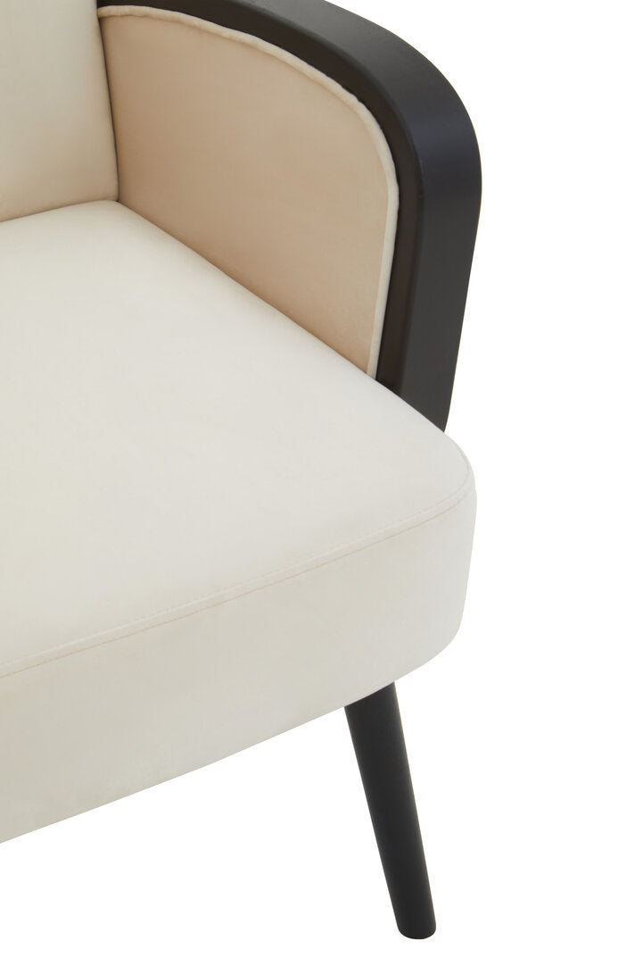 Hala Cream Velvet and Rattan Armchair