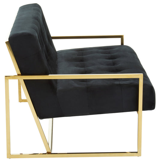 Azalea Two Seat Black Velvet Sofa