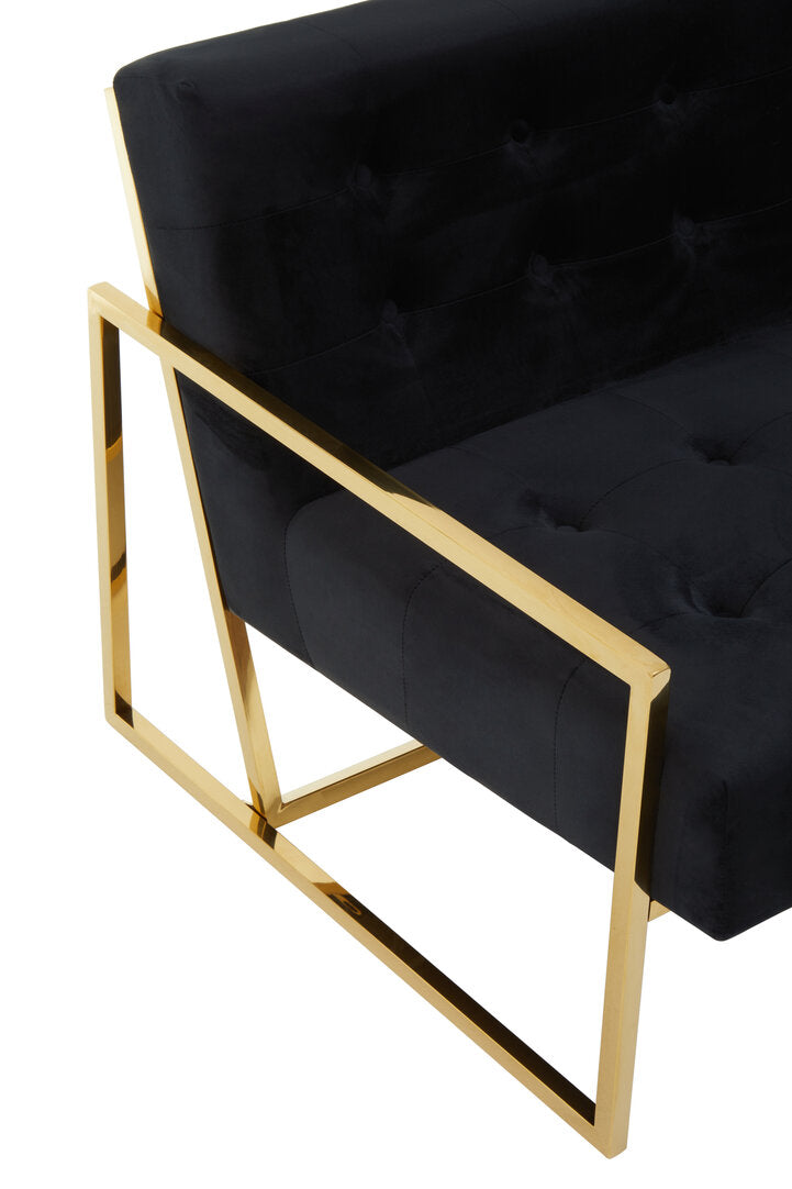 Azalea Two Seat Black Velvet Sofa