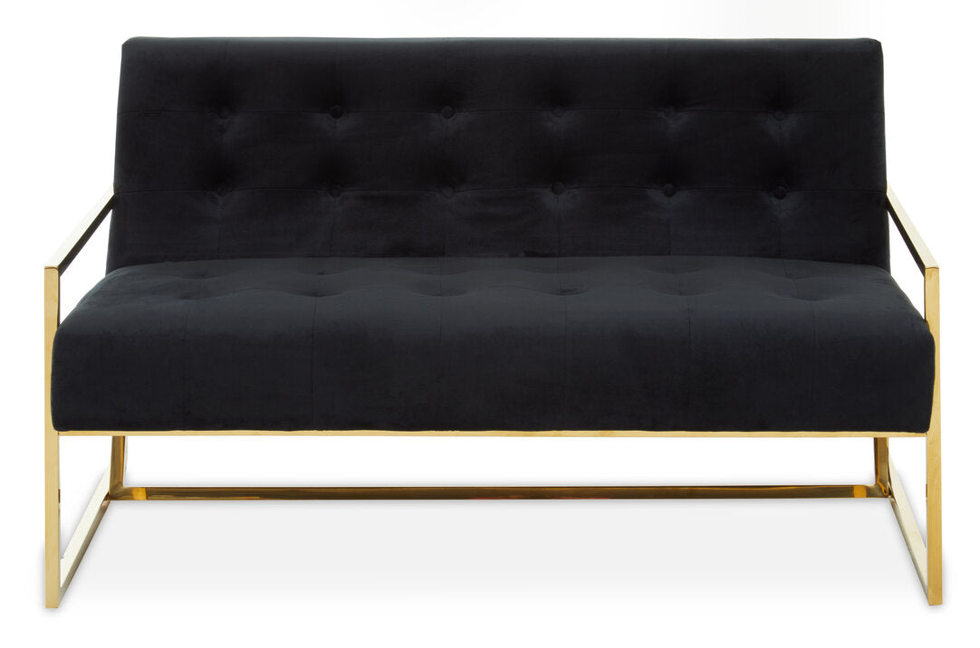 Azalea Two Seat Black Velvet Sofa