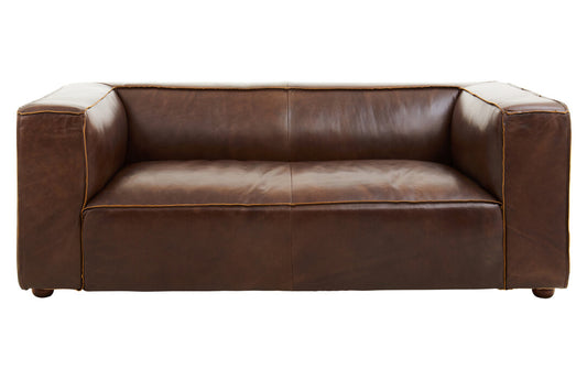 King Two Seater Mexico Brown Leather Sofa