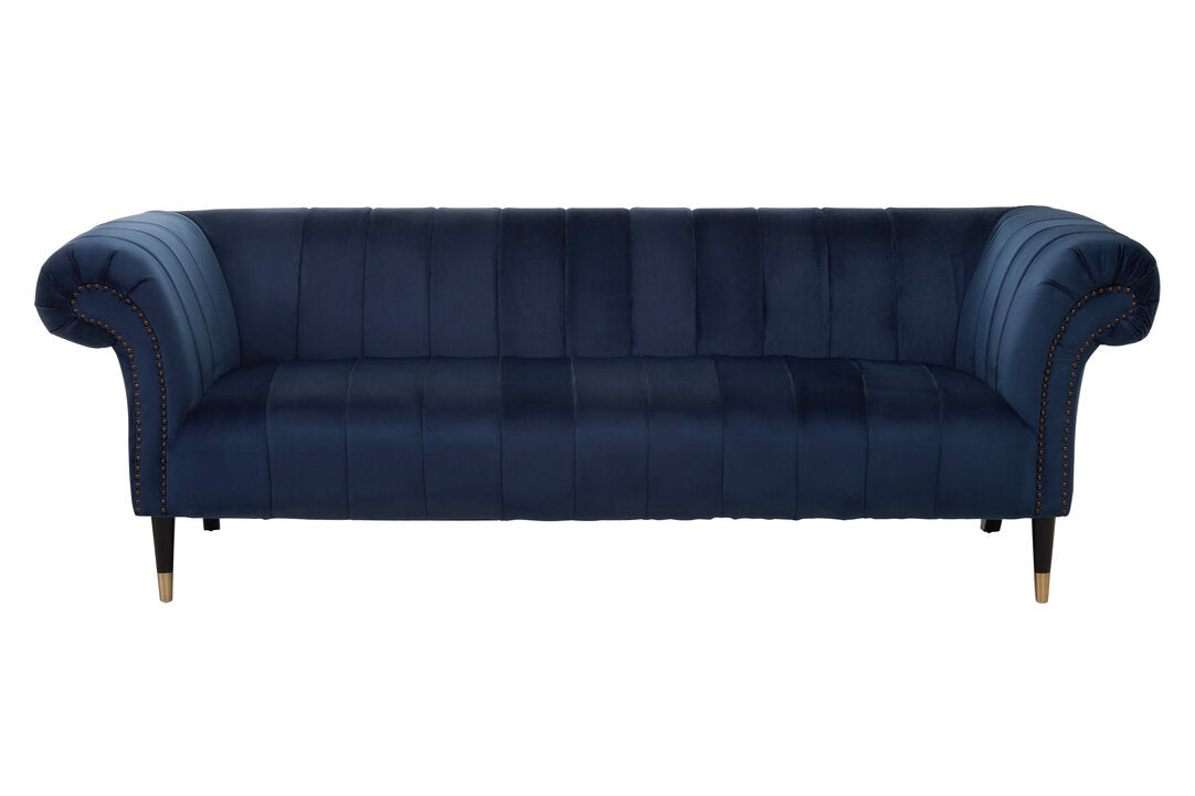 Siena Three Seat Midnight Velvet Sofa