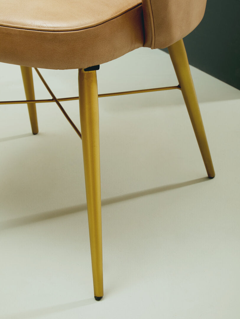 Buffalo Grey Leather Chair With Gold Finish Legs