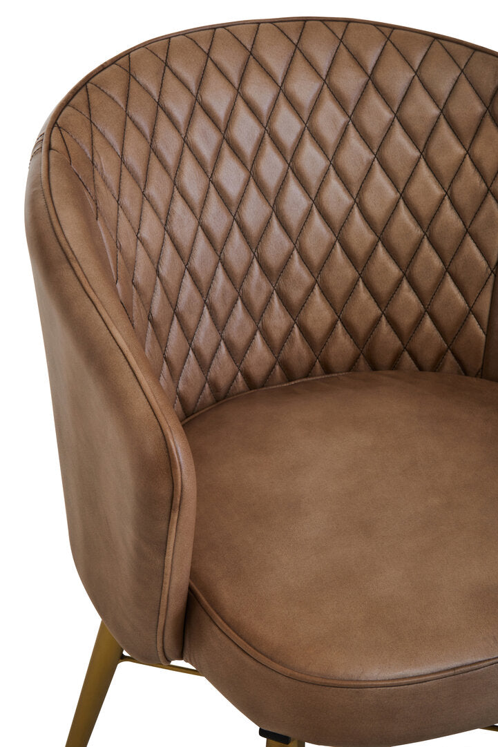 Buffalo Grey Leather Chair With Gold Finish Legs