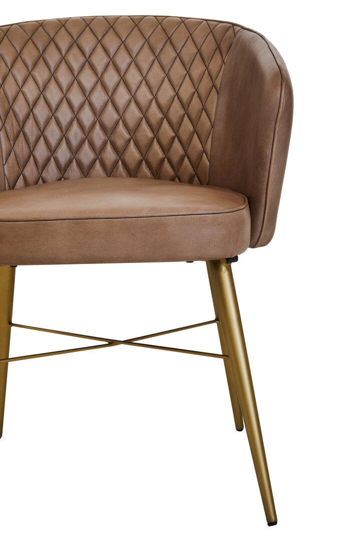 Buffalo Grey Leather Chair With Gold Finish Legs