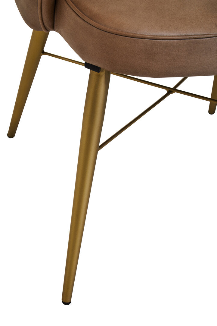 Buffalo Grey Leather Chair With Gold Finish Legs