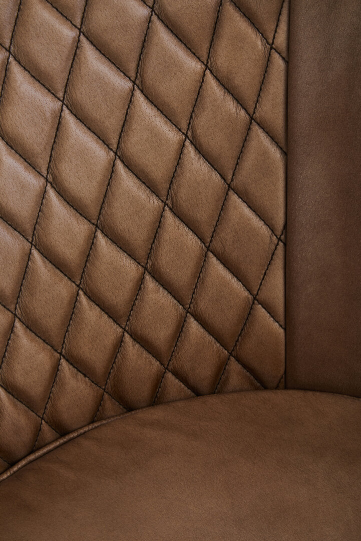 Buffalo Grey Leather Chair With Gold Finish Legs