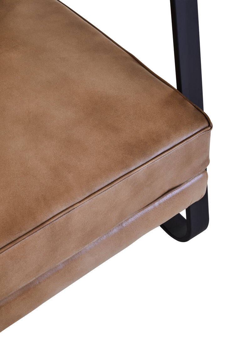 Buffalo Grey Leather Armchair With Black Iron Frame