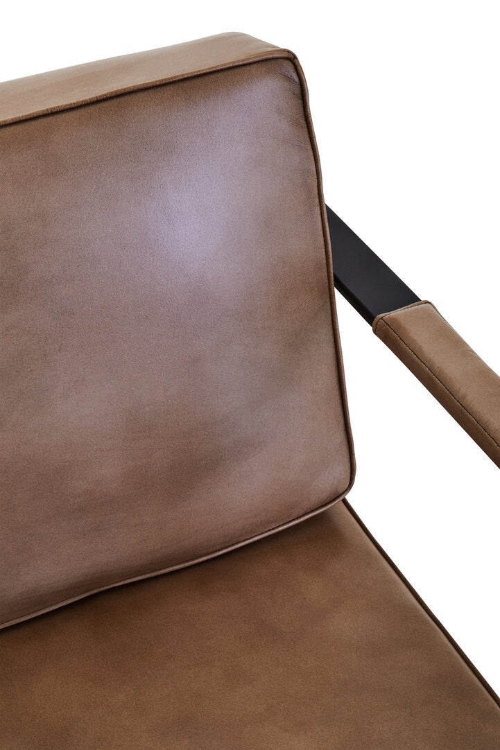 Buffalo Grey Leather Armchair With Black Iron Frame